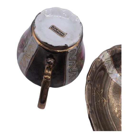 Vintage Japanese Porcelain Demitasse Expresso Cup & Saucer Courting Couple - Picture 3 of 11